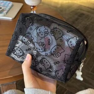 Hello Kitty Black Mesh Cosmetic Pouch